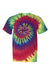 Dyenomite 200MS Mens Spiral Tie Dyed Short Sleeve Crewneck T-Shirt Classic Rainbow Spiral Flat Front