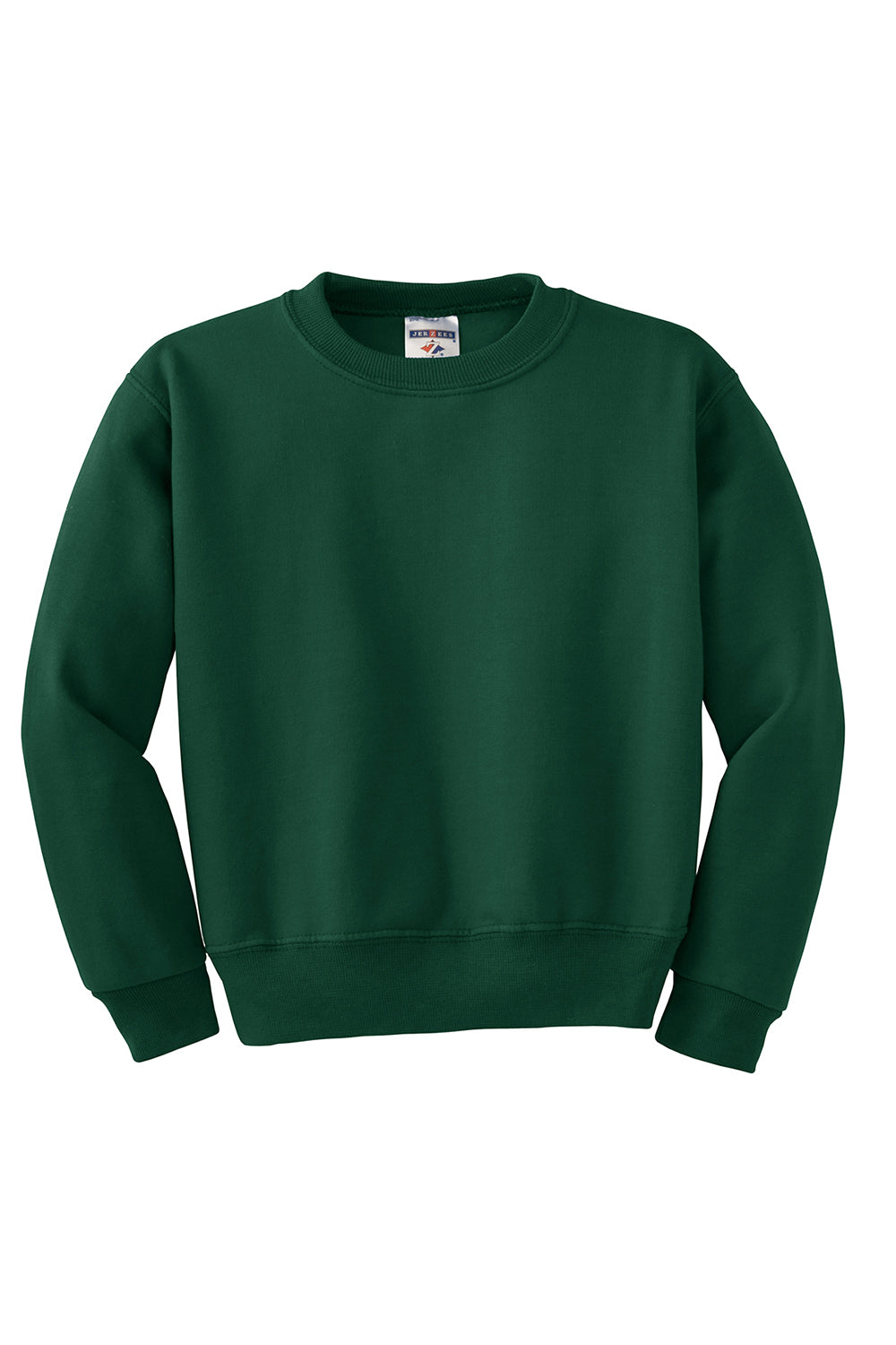 Jerzees 562B/562BR Youth NuBlend Fleece Crewneck Sweatshirt Forest Green Flat Front