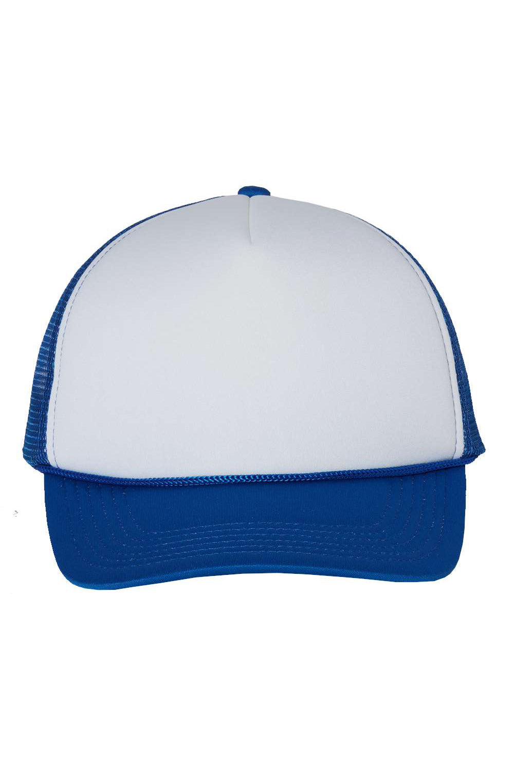 Valucap VC700 Mens Foam Mesh Back Trucker Hat White/Royal Blue Flat Front