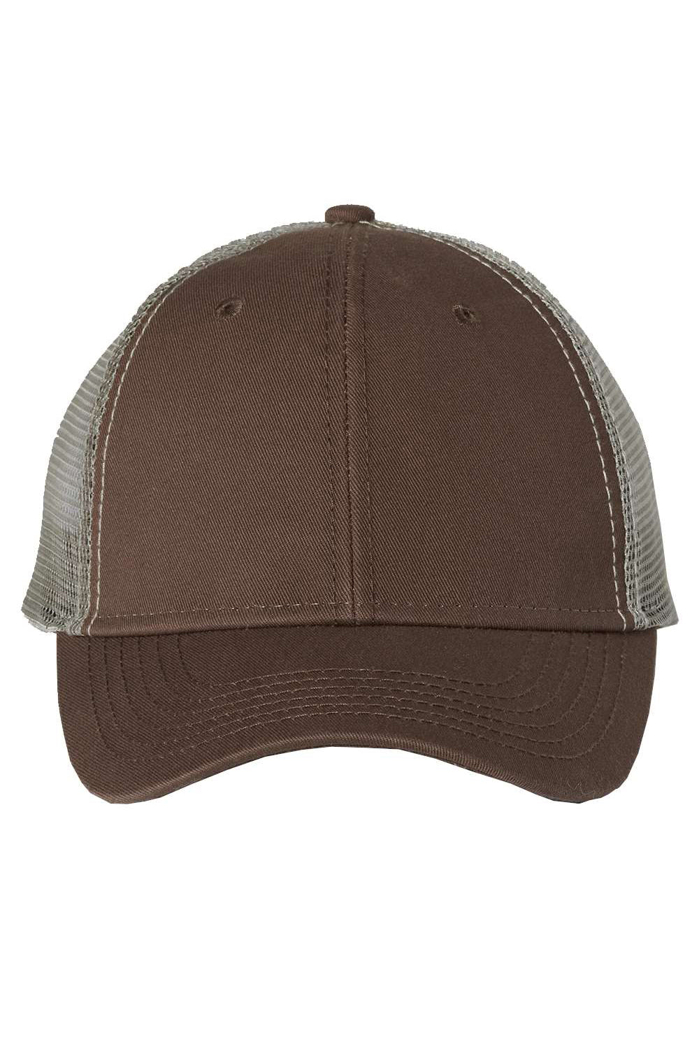 Sportsman AH80 Mens Bio-Washed Trucker Hat Brown/Khaki Flat Front