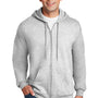 Hanes Mens Ultimate Cotton PrintPro XP Pill Resistant Full Zip Hooded Sweatshirt Hoodie w/ Pockets - Ash Grey - Closeout