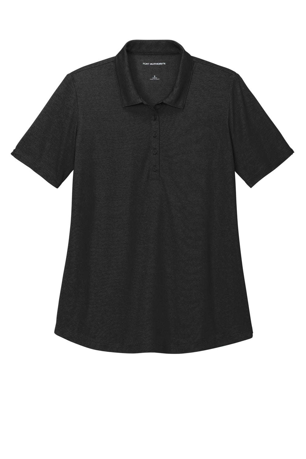 Port Authority LK830 Womens Moisture Wicking Fine Pique Short Sleeve Polo Shirt Heather Black Flat Front