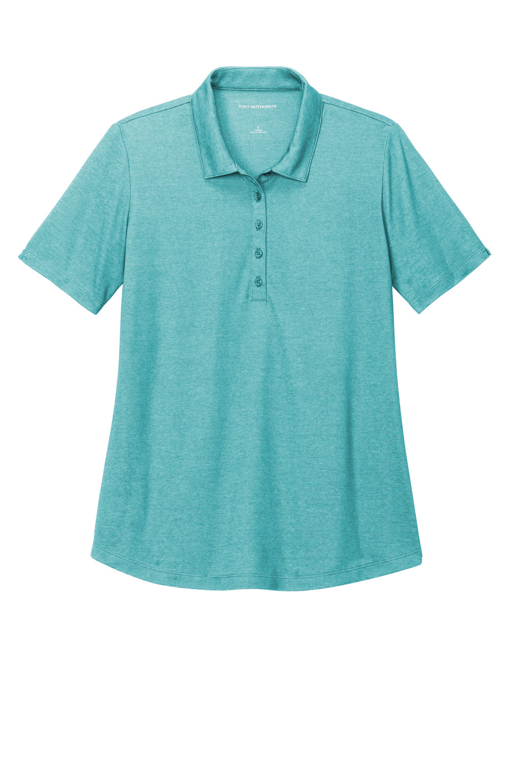 Port Authority LK830 Womens Moisture Wicking Fine Pique Short Sleeve Polo Shirt Heather Dark Teal Flat Front