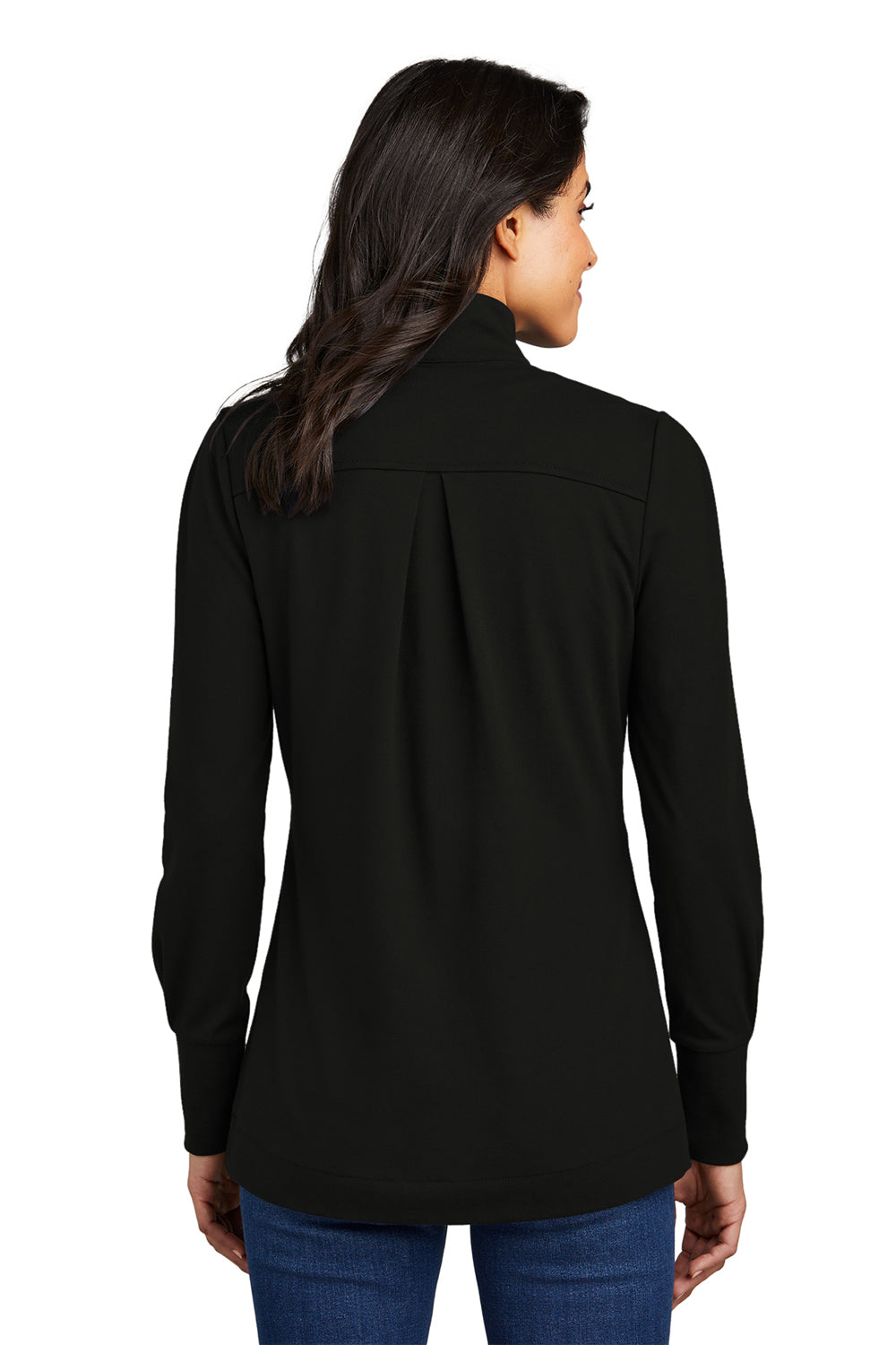 Port Authority LK829 Womens Fairway 1/4 Zip Sweatshirt Deep Black Model Back