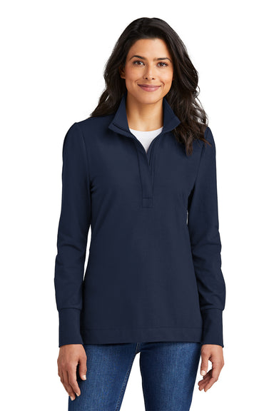 Port Authority LK829 Womens Fairway 1/4 Zip Sweatshirt River Navy Blue Model Front