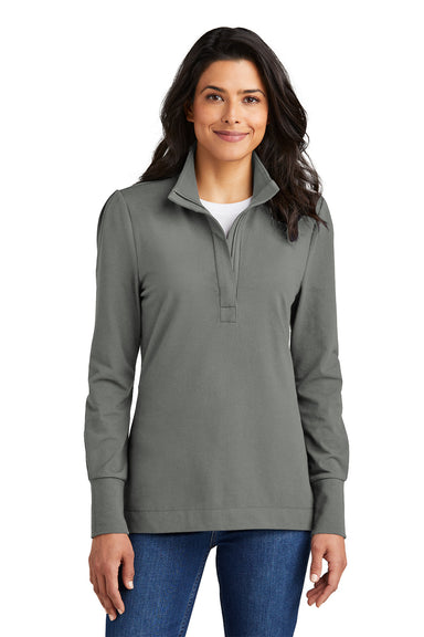 Port Authority LK829 Womens Fairway 1/4 Zip Sweatshirt Shadow Grey Model Front