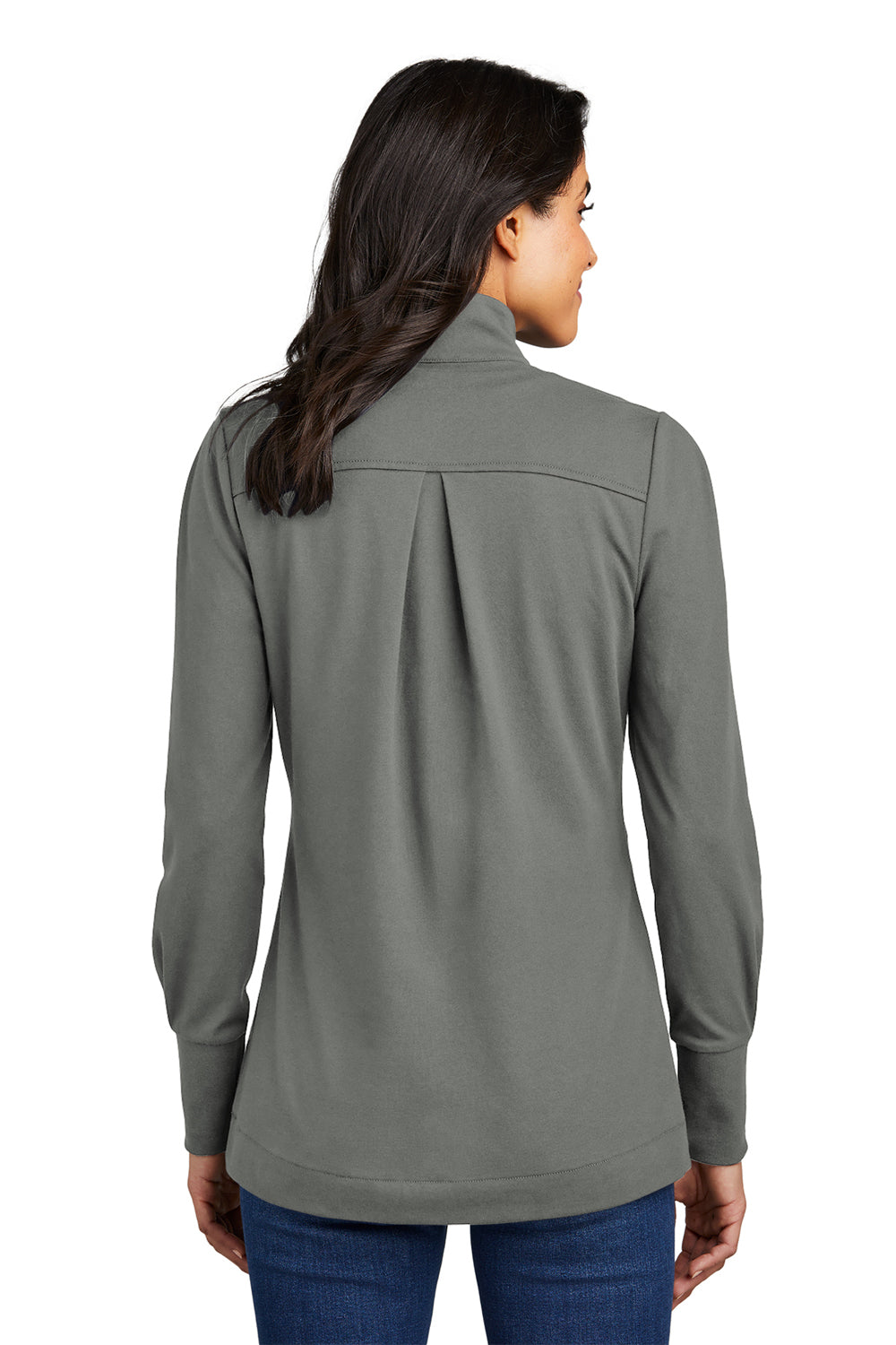 Port Authority LK829 Womens Fairway 1/4 Zip Sweatshirt Shadow Grey Model Back