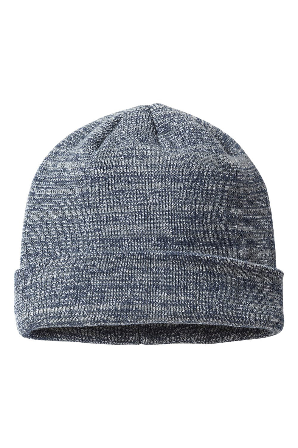 Richardson 130 Mens Marled Beanie Navy Blue/Grey/White Flat Front