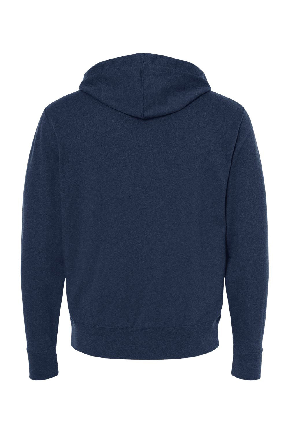 Independent Trading Co. PRM90HTZ Mens French Terry Full Zip Hooded Sweatshirt Hoodie Heather Navy Blue Flat Back