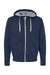 Independent Trading Co. PRM90HTZ Mens French Terry Full Zip Hooded Sweatshirt Hoodie Heather Navy Blue Flat Front