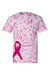 Dyenomite 200AR Mens Awareness Ribbon Tie Dyed Short Sleeve Crewneck T-Shirt Pink Flat Front