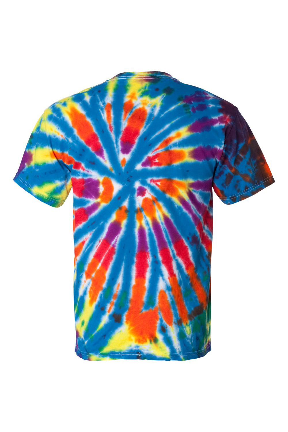 Dyenomite 200TD Mens Rainbow Cut Spiral Tie Dyed Short Sleeve Crewneck T-Shirt Champ Flat Back