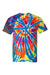 Dyenomite 200TD Mens Rainbow Cut Spiral Tie Dyed Short Sleeve Crewneck T-Shirt Champ Flat Front