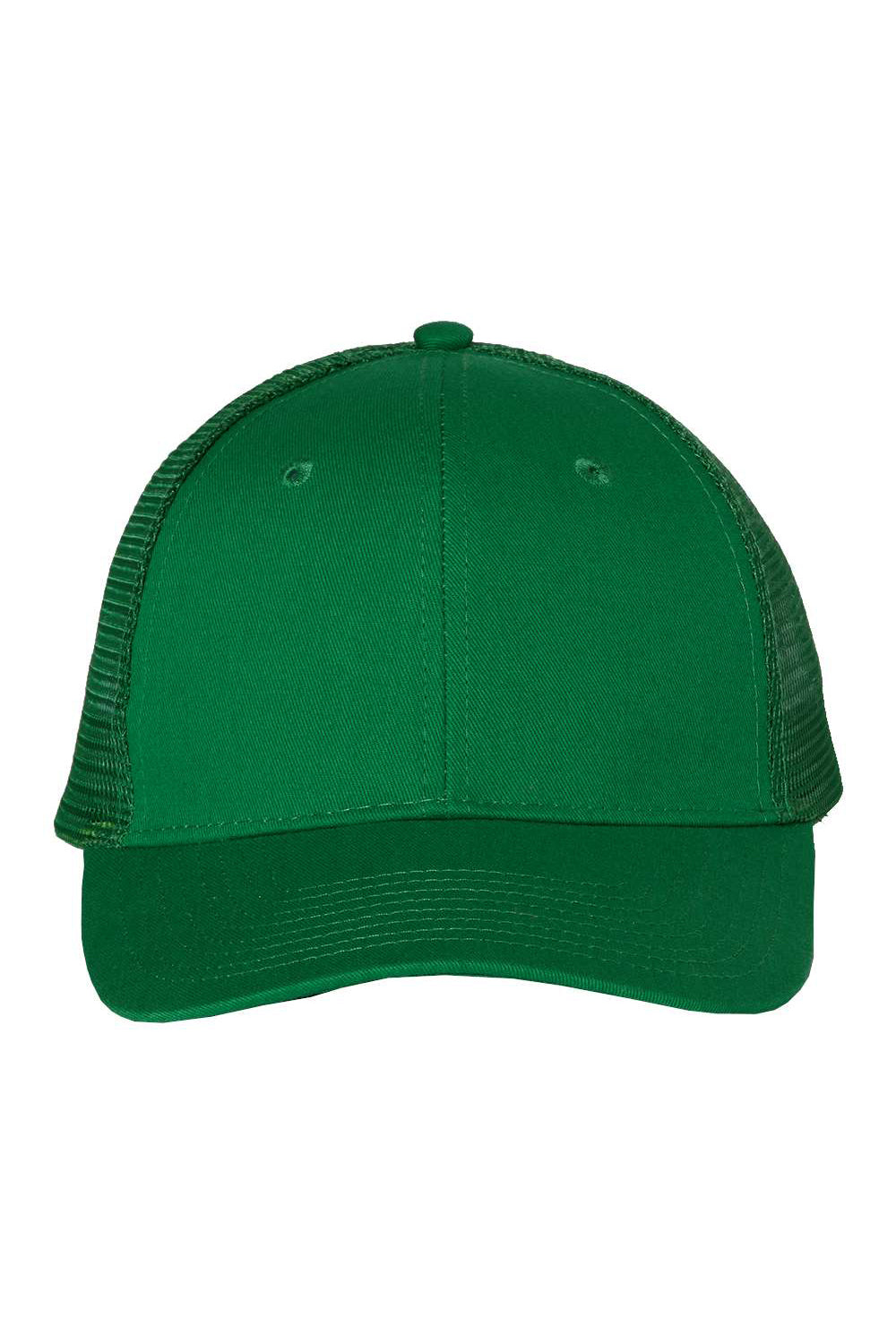 Valucap VC400 Mens Mesh Back Twill Trucker Hat Kelly Green Flat Front