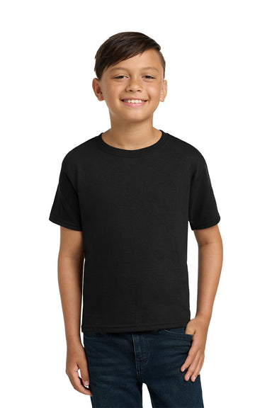 Jerzees 29B/29BR Youth Dri-Power Moisture Wicking Short Sleeve Crewneck T-Shirt Black Model Front