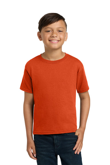 Jerzees 29B/29BR Youth Dri-Power Moisture Wicking Short Sleeve Crewneck T-Shirt Burnt Orange Model Front