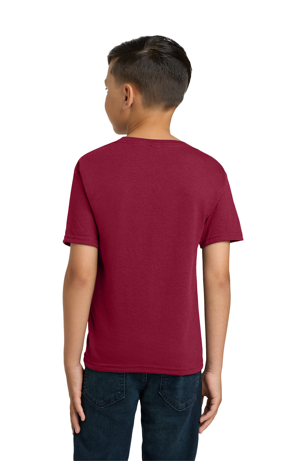 Jerzees 29B/29BR Youth Dri-Power Moisture Wicking Short Sleeve Crewneck T-Shirt Cardinal Red Model Back