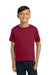 Jerzees 29B/29BR Youth Dri-Power Moisture Wicking Short Sleeve Crewneck T-Shirt Cardinal Red Model Front