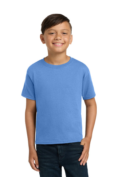 Jerzees 29B/29BR Youth Dri-Power Moisture Wicking Short Sleeve Crewneck T-Shirt Columbia Blue Model Front