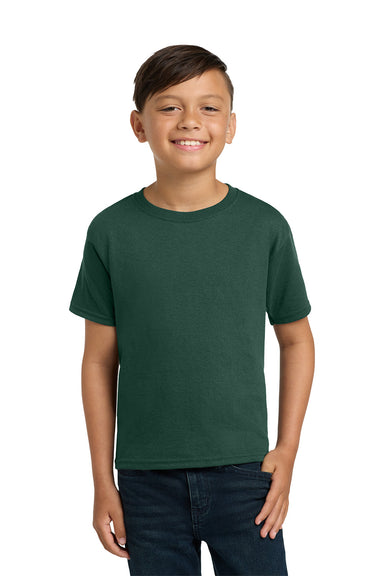 Jerzees 29B/29BR Youth Dri-Power Moisture Wicking Short Sleeve Crewneck T-Shirt Forest Green Model Front