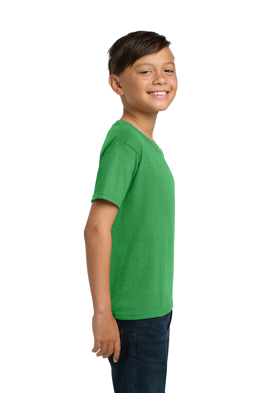 Jerzees 29B/29BR Youth Dri-Power Moisture Wicking Short Sleeve Crewneck T-Shirt Kelly Green Model Side