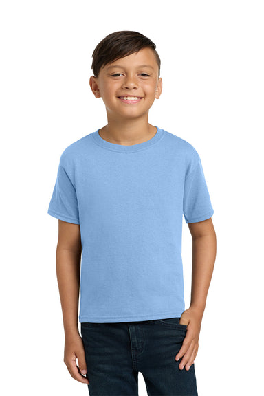 Jerzees 29B/29BR Youth Dri-Power Moisture Wicking Short Sleeve Crewneck T-Shirt Light Blue Model Front