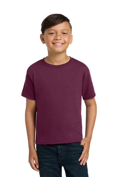 Jerzees 29B/29BR Youth Dri-Power Moisture Wicking Short Sleeve Crewneck T-Shirt Maroon Model Front