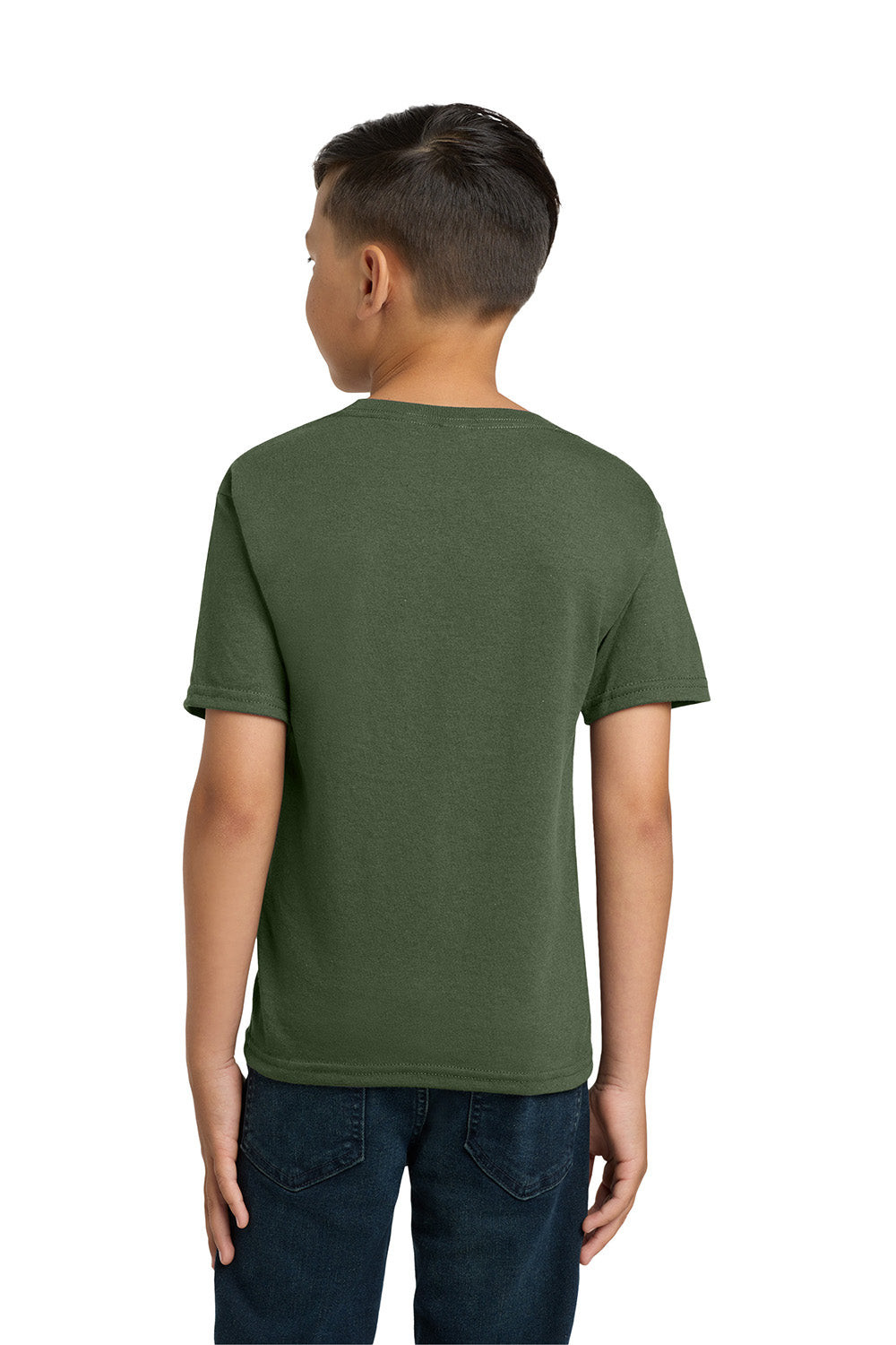 Jerzees 29B/29BR Youth Dri-Power Moisture Wicking Short Sleeve Crewneck T-Shirt Military Green Model Back