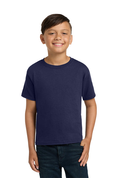 Jerzees 29B/29BR Youth Dri-Power Moisture Wicking Short Sleeve Crewneck T-Shirt Navy Blue Model Front