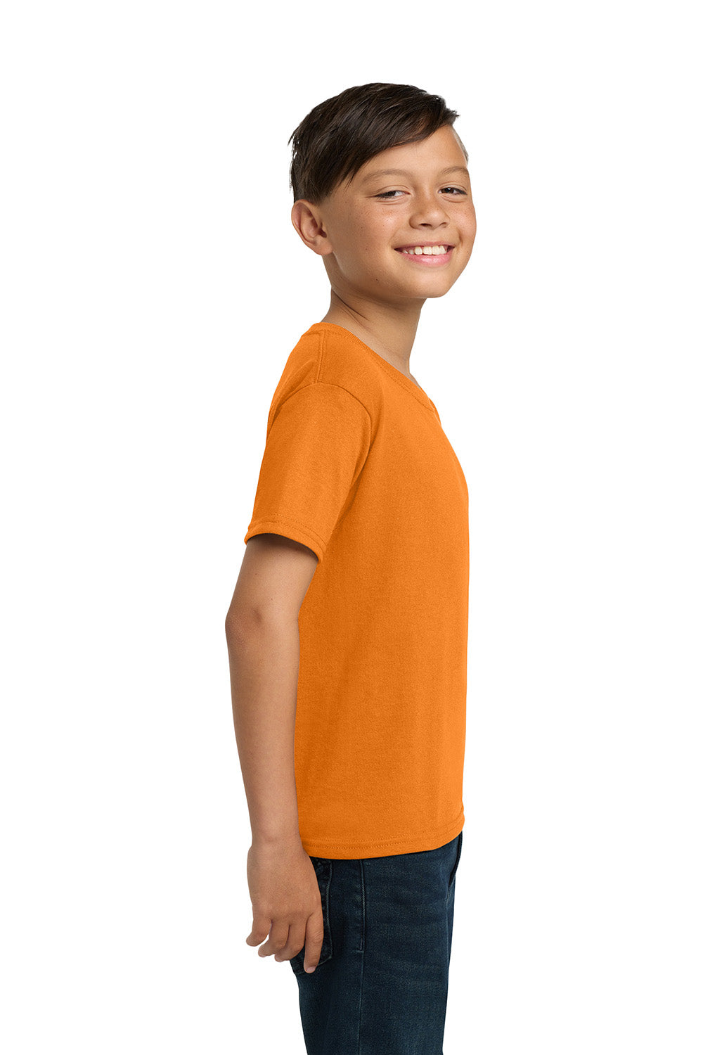 Jerzees 29B/29BR Youth Dri-Power Moisture Wicking Short Sleeve Crewneck T-Shirt Tennessee Orange Model Side