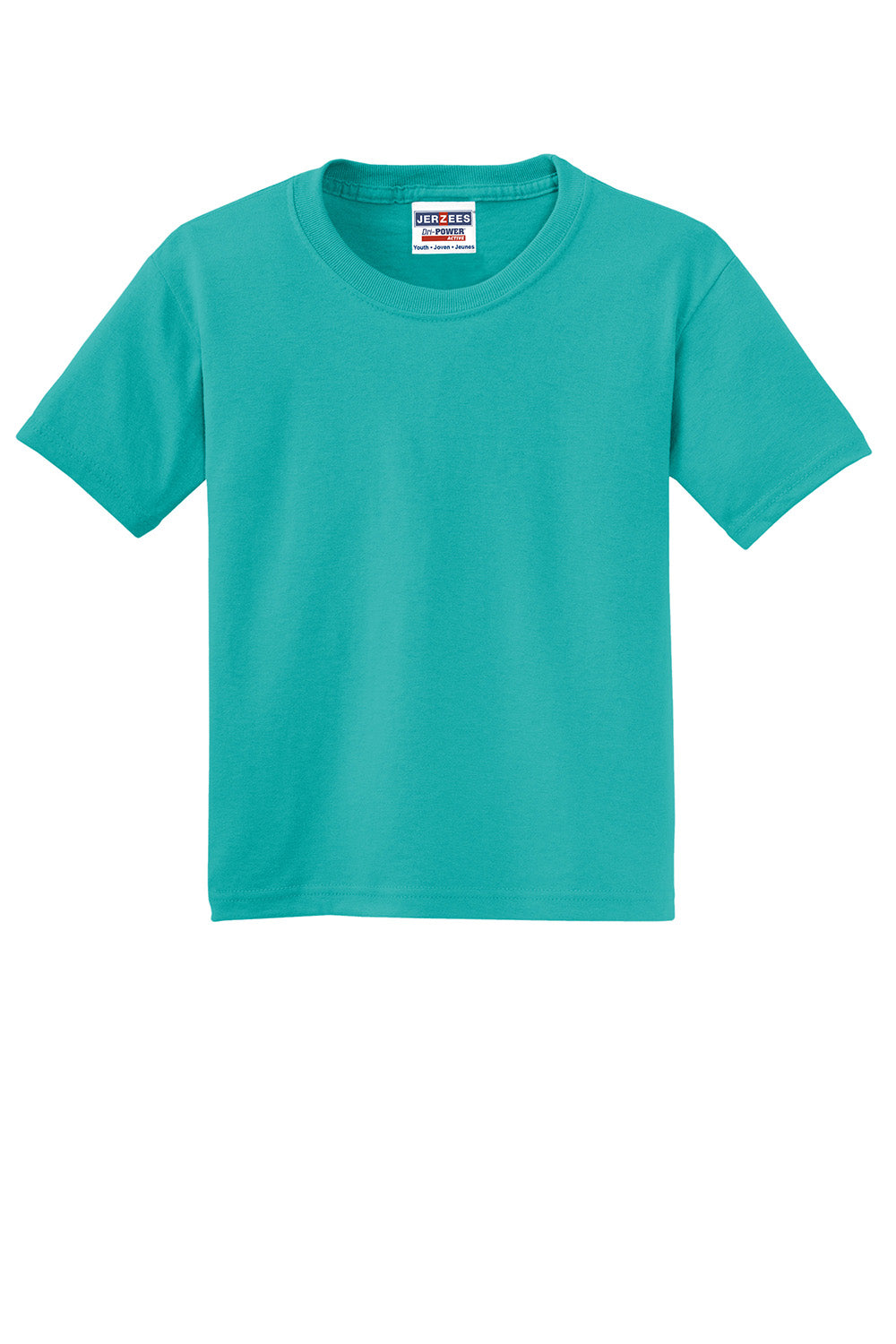 Jerzees 29B/29BR Youth Dri-Power Moisture Wicking Short Sleeve Crewneck T-Shirt Jade Green Flat Front