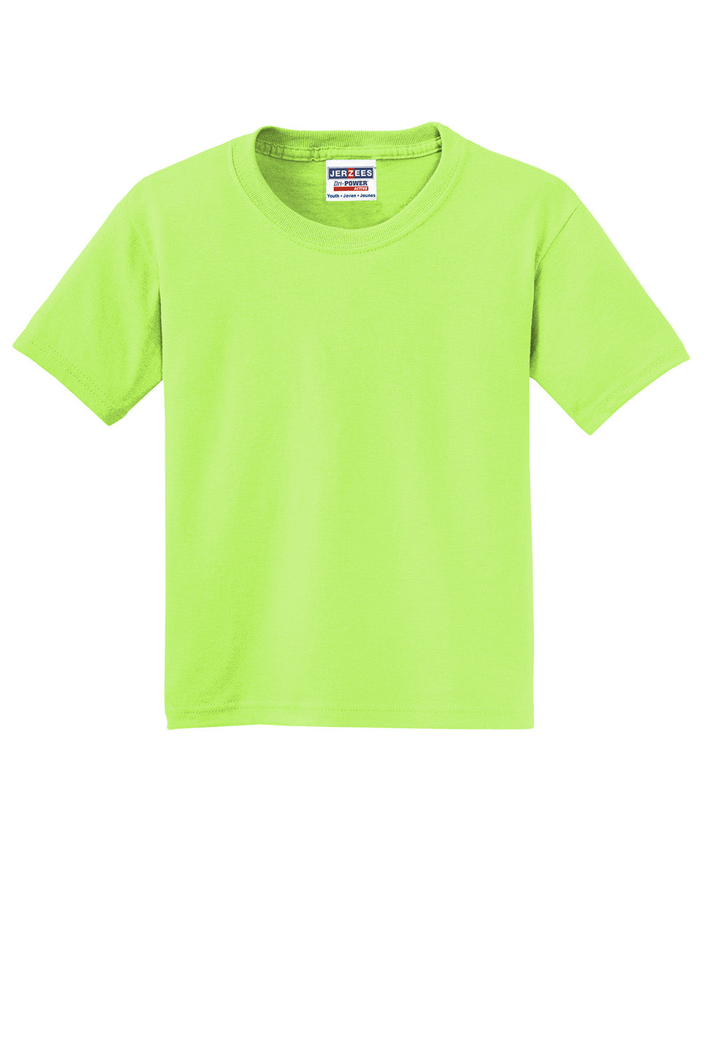 Jerzees 29B/29BR Youth Dri-Power Moisture Wicking Short Sleeve Crewneck T-Shirt Neon Green Flat Front