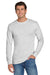 Jerzees 29LS/29L/29LSR Mens Dri-Power Moisture Wicking Long Sleeve Crewneck T-Shirt Ash Grey Model Front