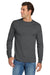 Jerzees 29LS/29L/29LSR Mens Dri-Power Moisture Wicking Long Sleeve Crewneck T-Shirt Heather Black Model Front