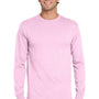 Jerzees Mens Dri-Power Moisture Wicking Long Sleeve Crewneck T-Shirt - Classic Pink