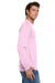 Jerzees 29LS/29L/29LSR Mens Dri-Power Moisture Wicking Long Sleeve Crewneck T-Shirt Classic Pink Model Side