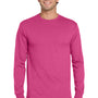 Jerzees Mens Dri-Power Moisture Wicking Long Sleeve Crewneck T-Shirt - Cyber Pink