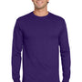 Jerzees Mens Dri-Power Moisture Wicking Long Sleeve Crewneck T-Shirt - Deep Purple