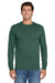 Jerzees 29LS/29L/29LSR Mens Dri-Power Moisture Wicking Long Sleeve Crewneck T-Shirt Forest Green Model Front