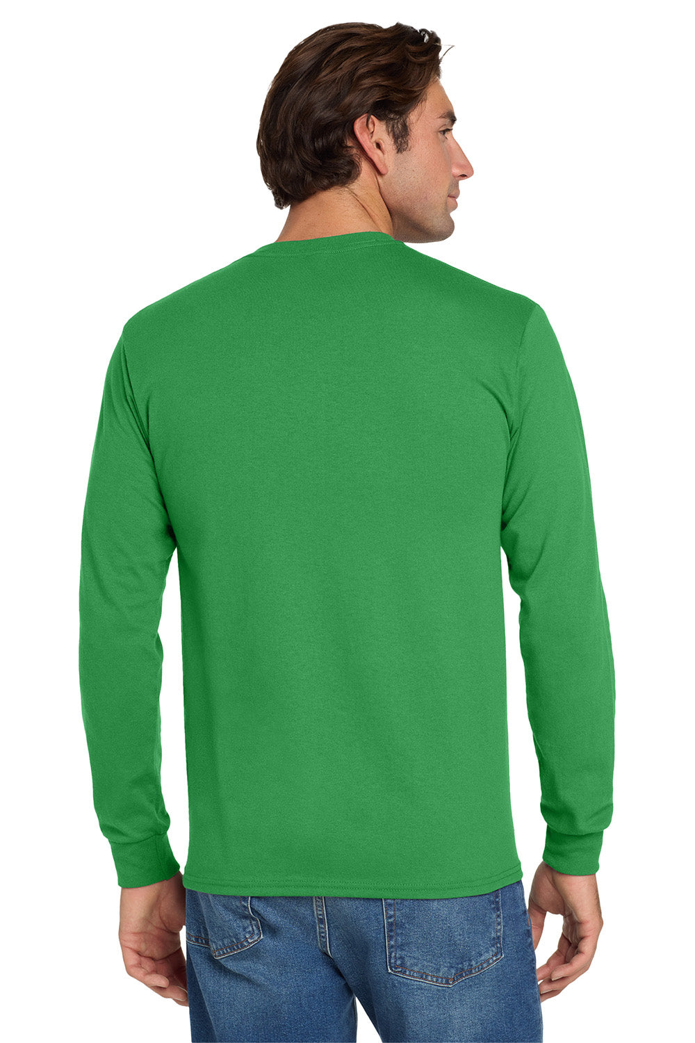 Jerzees 29LS/29L/29LSR Mens Dri-Power Moisture Wicking Long Sleeve Crewneck T-Shirt Kelly Green Model Back