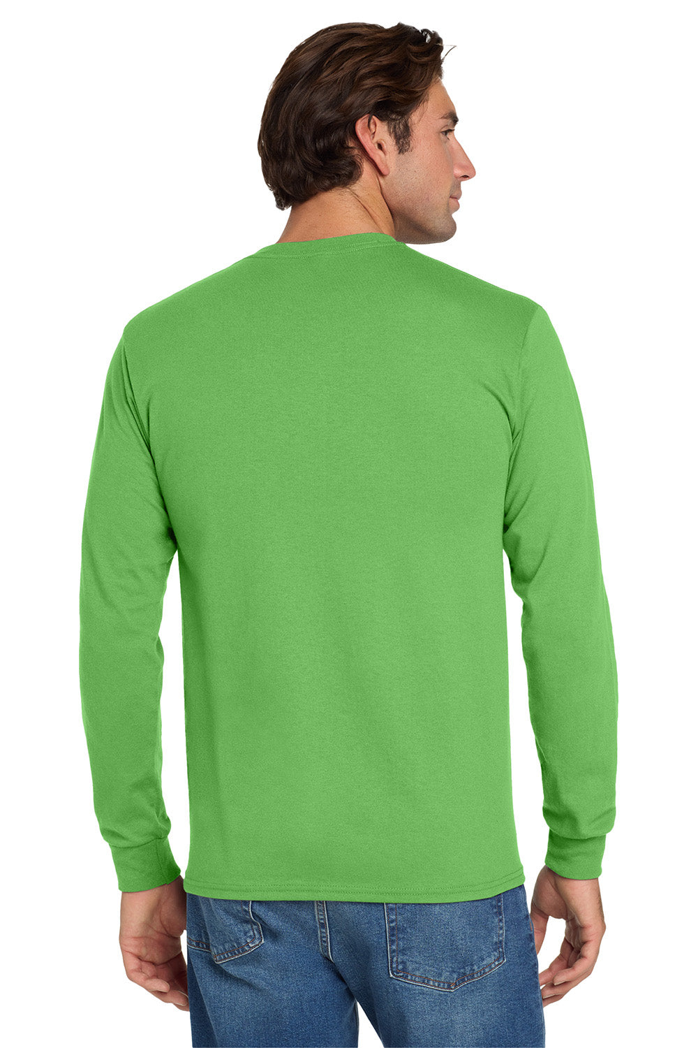 Jerzees 29LS/29L/29LSR Mens Dri-Power Moisture Wicking Long Sleeve Crewneck T-Shirt Kiwi Green Model Back