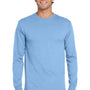 Jerzees Mens Dri-Power Moisture Wicking Long Sleeve Crewneck T-Shirt - Light Blue