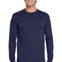 Jerzees Mens Dri-Power Moisture Wicking Long Sleeve Crewneck T-Shirt - Navy Blue