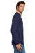 Jerzees 29LS/29L/29LSR Mens Dri-Power Moisture Wicking Long Sleeve Crewneck T-Shirt Navy Blue Model Side