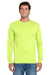 Jerzees 29LS/29L/29LSR Mens Dri-Power Moisture Wicking Long Sleeve Crewneck T-Shirt Safety Green Model Front