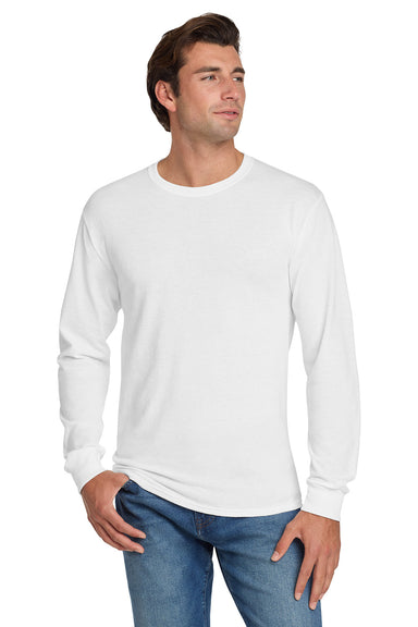 Jerzees 29LS/29L/29LSR Mens Dri-Power Moisture Wicking Long Sleeve Crewneck T-Shirt White Model Front