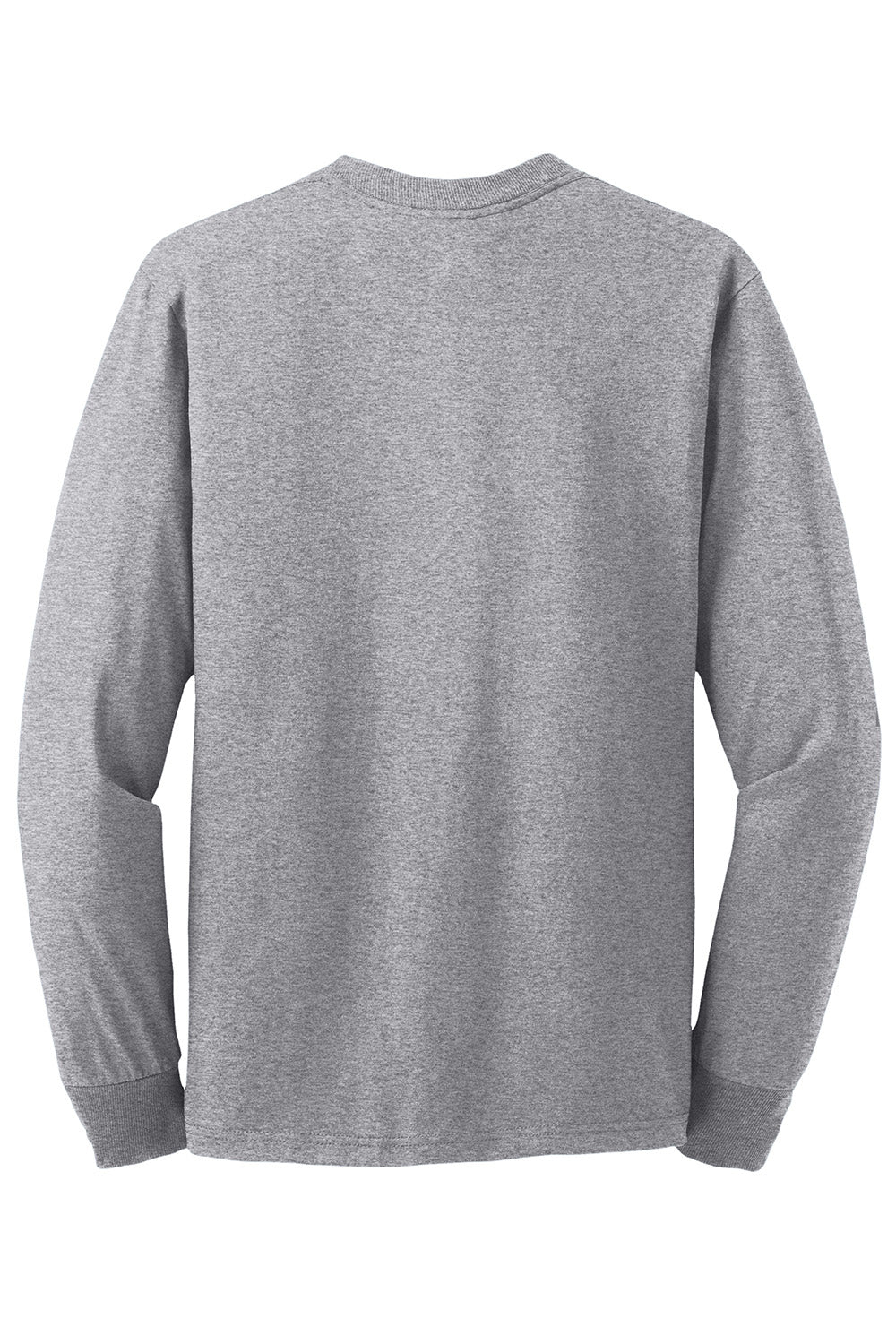 Jerzees 29LS/29L/29LSR Mens Dri-Power Moisture Wicking Long Sleeve Crewneck T-Shirt Heather Grey Flat Back