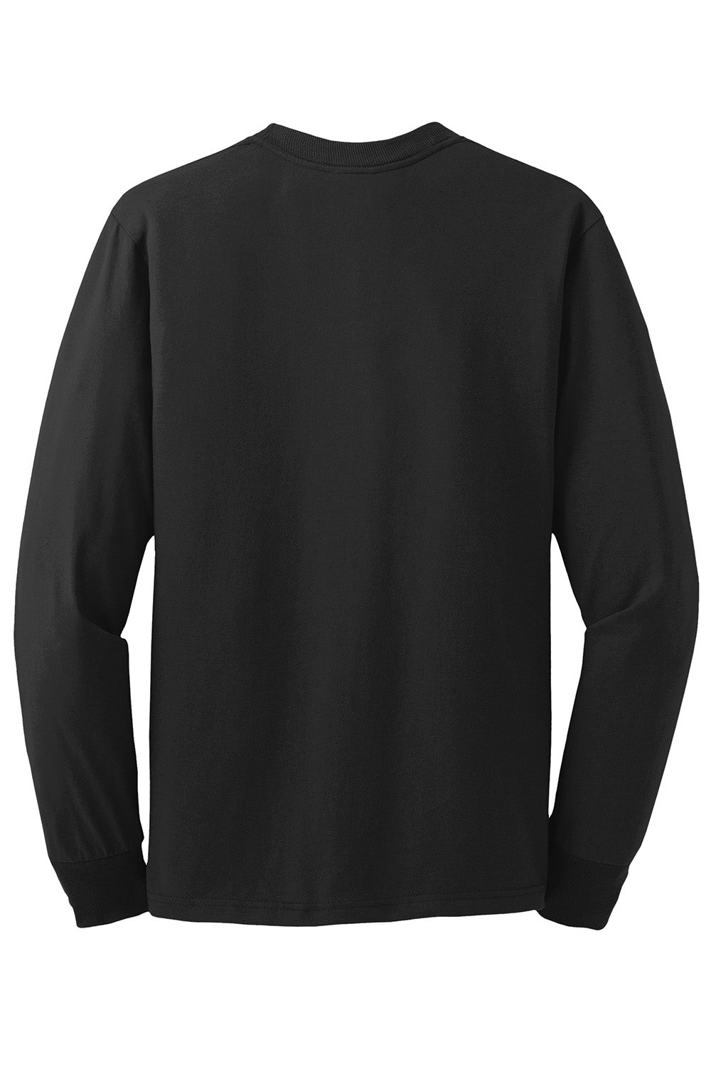 Jerzees 29LS/29L/29LSR Mens Dri-Power Moisture Wicking Long Sleeve Crewneck T-Shirt Black Flat Back