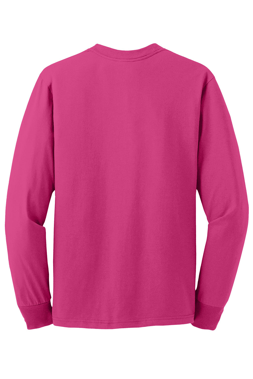 Jerzees 29LS/29L/29LSR Mens Dri-Power Moisture Wicking Long Sleeve Crewneck T-Shirt Cyber Pink Flat Back