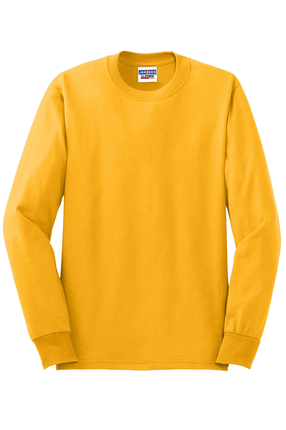 Jerzees 29LS/29L/29LSR Mens Dri-Power Moisture Wicking Long Sleeve Crewneck T-Shirt Gold Flat Front